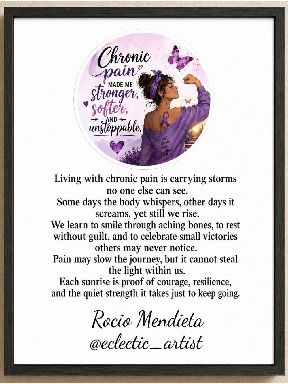 Chronic Pain Hope Poem Art Print Sticker Set Purple Awareness Gift Decor Poster